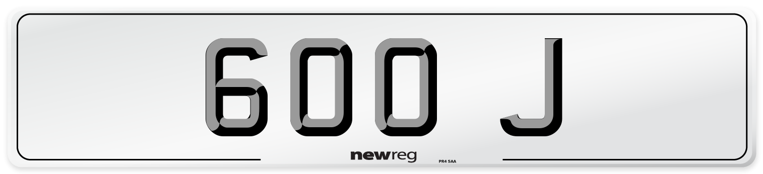 600 J Number Plate from New Reg